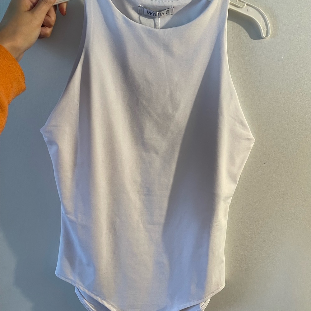 white body suit button closure
